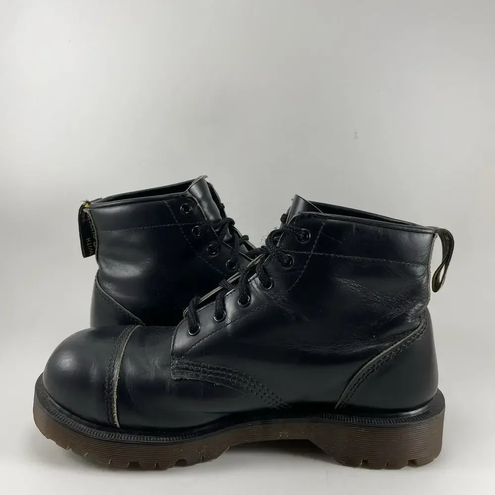 Dr. Martens Bex Toe Cap Mens Size 9, 8 UK Black Leather Boots England Steel Toe